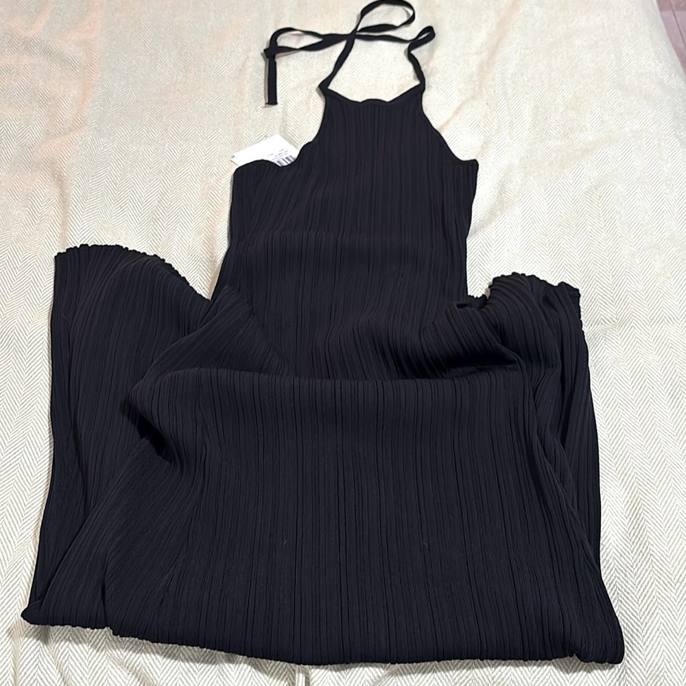 NWT DISSH Riley Black High Neck Knit Maxi Halter Dress